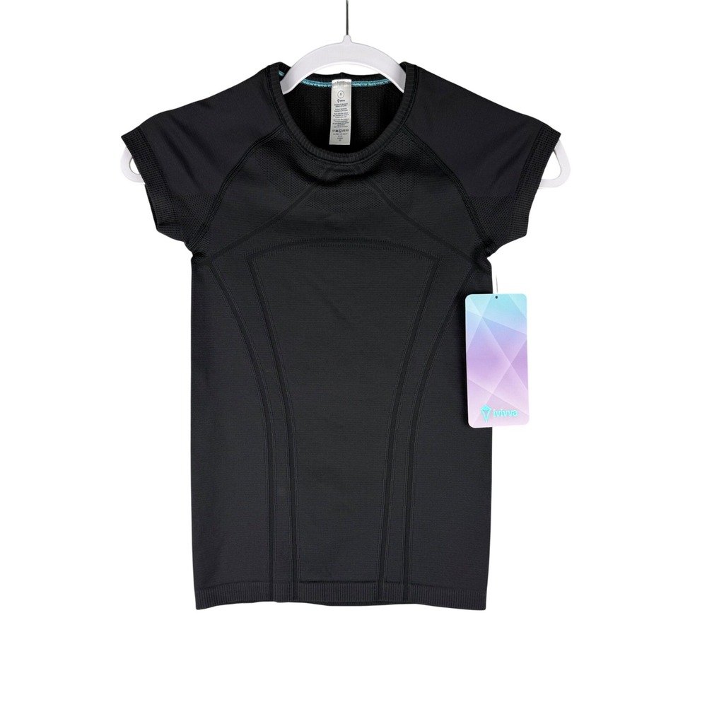 Ivivva by Lululemon Girls 8 Fly Tech Tee Black Seamless Shirt Athletic Gym NWT